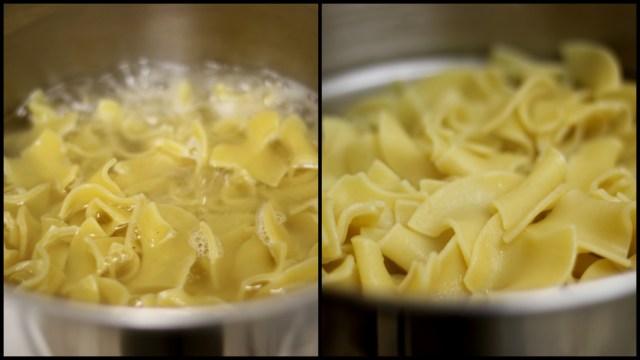 cooking the noodles for the stir fry