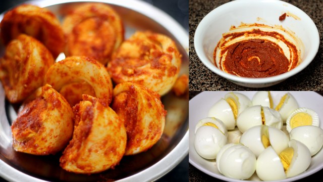 spice paste and marinated hard boiled eggs