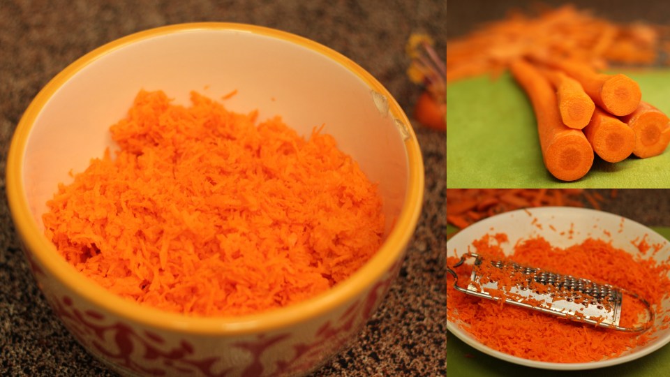 grated carrots for carrot halwa