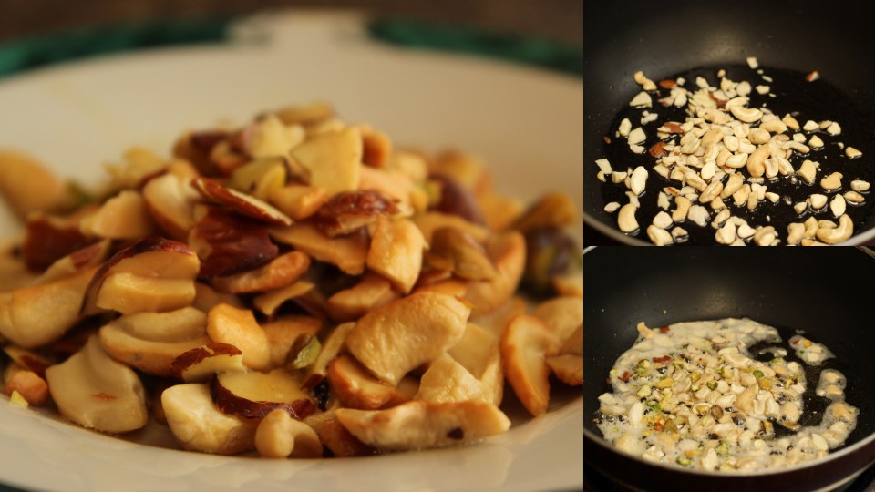 toasted nuts for carrot halwa