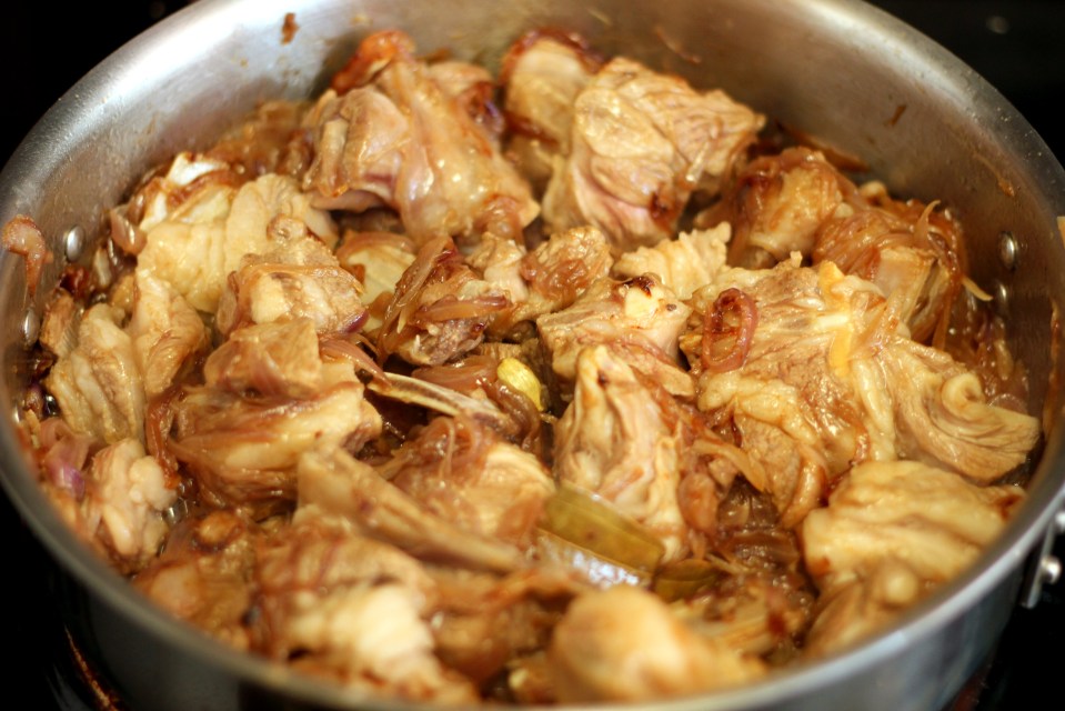 Browning the meat for Rogan Josh curry