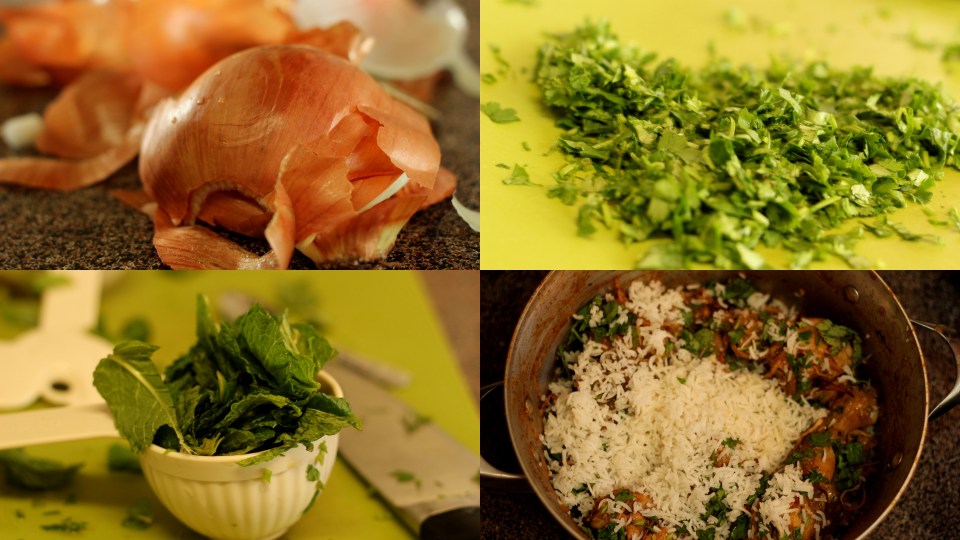 making-layered-chicken-biryani